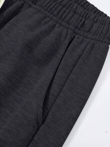 Black Knitted Plus Size Straight Pants For Men, Loose All-Match Casual Solid Color Pants For Spring And Autumn - Màu xám đen - Xem 4