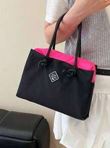 Geantă de mână nouă cu mai multe straturi, cu litere simple, cu semnătură dopamină, pentru celebrități de pe internet, geantă pentru mămici, geantă pentru naveta de serviciu, geantă de mână pentru femei, geantă cu bebeluș, geantă la modă pentru mămici în culoare solidă, geantă de mână compactă mini pătrată portabilă