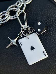 1/3件套扑克牌骰子钥匙扣，带星星吊坠，黑桃、方块、梅花合金金属钥匙圈，装饰钥匙扣，可挂在包包上，卡通数字主题配饰，汽车钥匙扣，吊坠，手机挂绳，汽车挂饰，钥匙链 - 彩色 - 查看 10