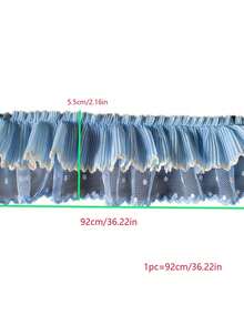 1 Yard Blue Double Layer Pleated Dot Mesh Lace Fabric Ribbon Silk Diy Gift Wrapping Material, For Women - Blue - View 5
