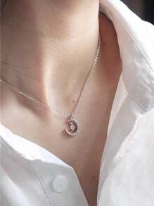 1pc Sparkling Star Moon Necklace, Fashion Luxury Elegant Delicate Minimalist Clavicle Chain Suitable For Daily Wear, Festival Gift