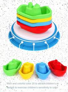 1/3/6 Pcs Random Color Colorful Stackable Bath Boat And Pool Toy, Boat-Shaped Floating Tower Toy, Early Education Intelligence Gift, Water Toy, Outdoor Toy, Indoor Toy, Beach Toy, Outdoor Beach Water Toy,New Year/Christmas/Children's Day/Birthday Gift For Kids, Kids Toys, Toys For Boys And Girls,Suitable For Infant/6 Months And Above