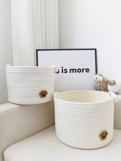 Handgjorda förvaringskorgar i repvävt rep, för husdjurstillbehör, kläder, snacks, leksaker, skrivbordsorganisatör för hemmakontor, nycklar, kosmetika, smycken, finns i storlekarna M och L