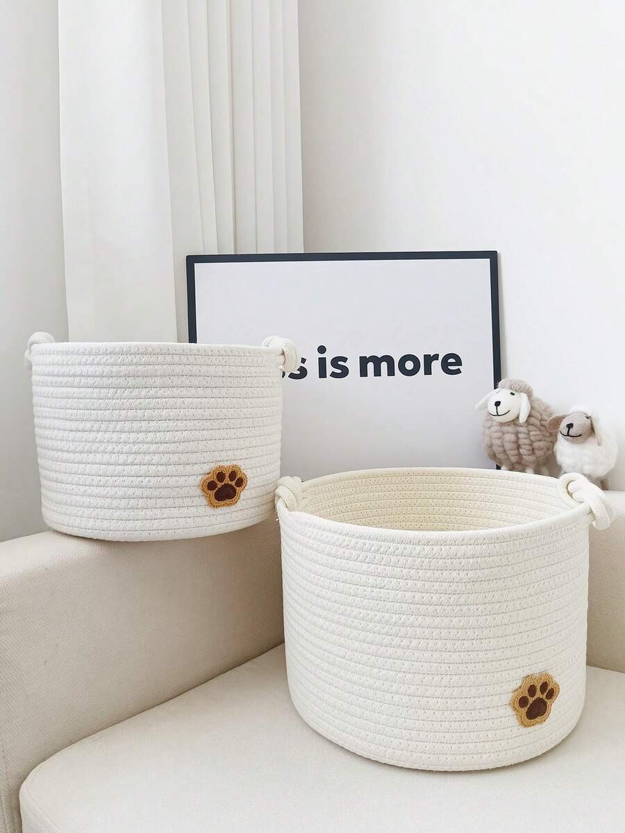 Handmade Rope Woven Storage Organizer Baskets, For Pet Supplies, Clothes, Snacks, Toys, Home Office Desk Organizer, Keys, Cosmetics, Jewelry, Available In M And L Sizes