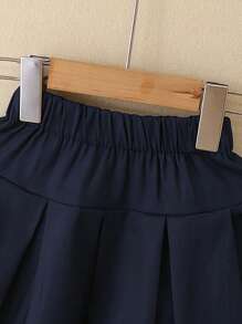 2pcs/Set Girls Elegant Pleated Skirt Set, Multi-Layer Skirt Paired With Colorblock Sleeve Polo Shirt, Slightly Stretchy Summer Outfit, Suitable For Daily And Outdoor Wear
