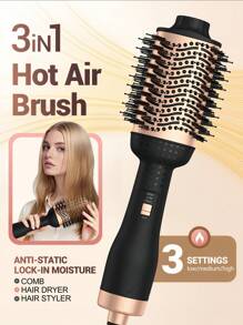 SEAGO Brosse à air chaud 3 en 1 - Brosse à air chaud haut de gamme de haute qualité, sèche-cheveux et lisseur - Volumisant, frisage vers l'intérieur et lissage 3 en 1 Brosse à air chaud - Séchage et coiffage en un, fonction bouclage et lissage, réglage de la vitesse du vent à 3 niveaux, outil de coiffure professionnel à air chaud - Puissant sèche-cheveux et lisseur - Pas de dommages thermiques pendant la coiffure - Séchage rapide, boucles, volume, sèche-cheveux ionique