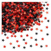 2 paquetes de Confeti de mesa metálico holográfico con lentejuelas en forma de estrella para decoración de fiesta de graduación 2022 2023, felicitaciones graduados, cumpleaños, boda en color rojo y negro