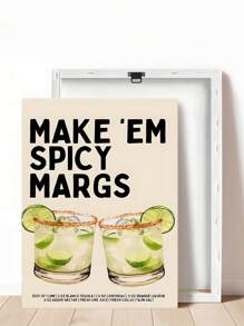 1 Stück Moderner Spicy Marg Muster, Spicy Margarita Muster, Cocktail Muster, Rezept Muster, Bar Wagen Muster, Bar Wagen Dekoration Küche Wandkunst Ästhetische Drucke, Retro Martini Kunst, Design Sinn Zitate Schriftart Kunst Ölgemälde Poster, Bar Raum Dekoration, Schlafzimmer Dekoration, Wohnzimmer Dekoration, Büro Dekoration