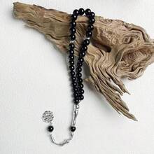 1 pieza Brazalete TASBIH de 33 cuentas de 10 mm de cuentas de vidrio verde en un solo hilo, para uso diario árabe