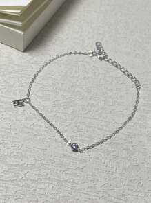 Pulsera con cristal con inicial "H" para mujeres, chapada en oro de 18K, de plata de ley 925, simple, elegante, versátil y delicada