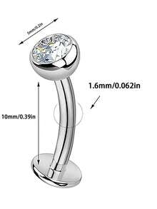 14G ASTM F136 Titanium Belly Button Rings For Women Floating Belly Rings Flat Back Belly Piercing Convex Base 5mm CZ Navel Rings Curved Barbell Internally Threaded Navel Belly Piercing Jewelry - Multicolor - View 3