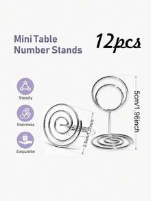 12 Giá đỡ số bàn bằng bạc, 3 kích cỡ 5cm/8,5cm/22cm Giá đỡ ảnh để bàn có đế chống trượt, thích hợp cho đám cưới, tiệc tùng, bàn ăn, khung ảnh, ghi chú, tiệc sinh nhật hoặc tiệc chiêu đãi khác - Bạc - Xem 12