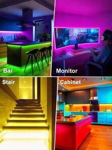 1pc 1-20m Smartphone Controlled RGB 5050 LED Strip Lights, Bedroom LED Lights With 44-Key Remote And App, RGB Color Changing Music Sync LED Rope Lights, Smart LED Strip Lights For Bedroom, Living Room, Home, Christmas Party, Wedding Decoration - 24 Keys - View 8