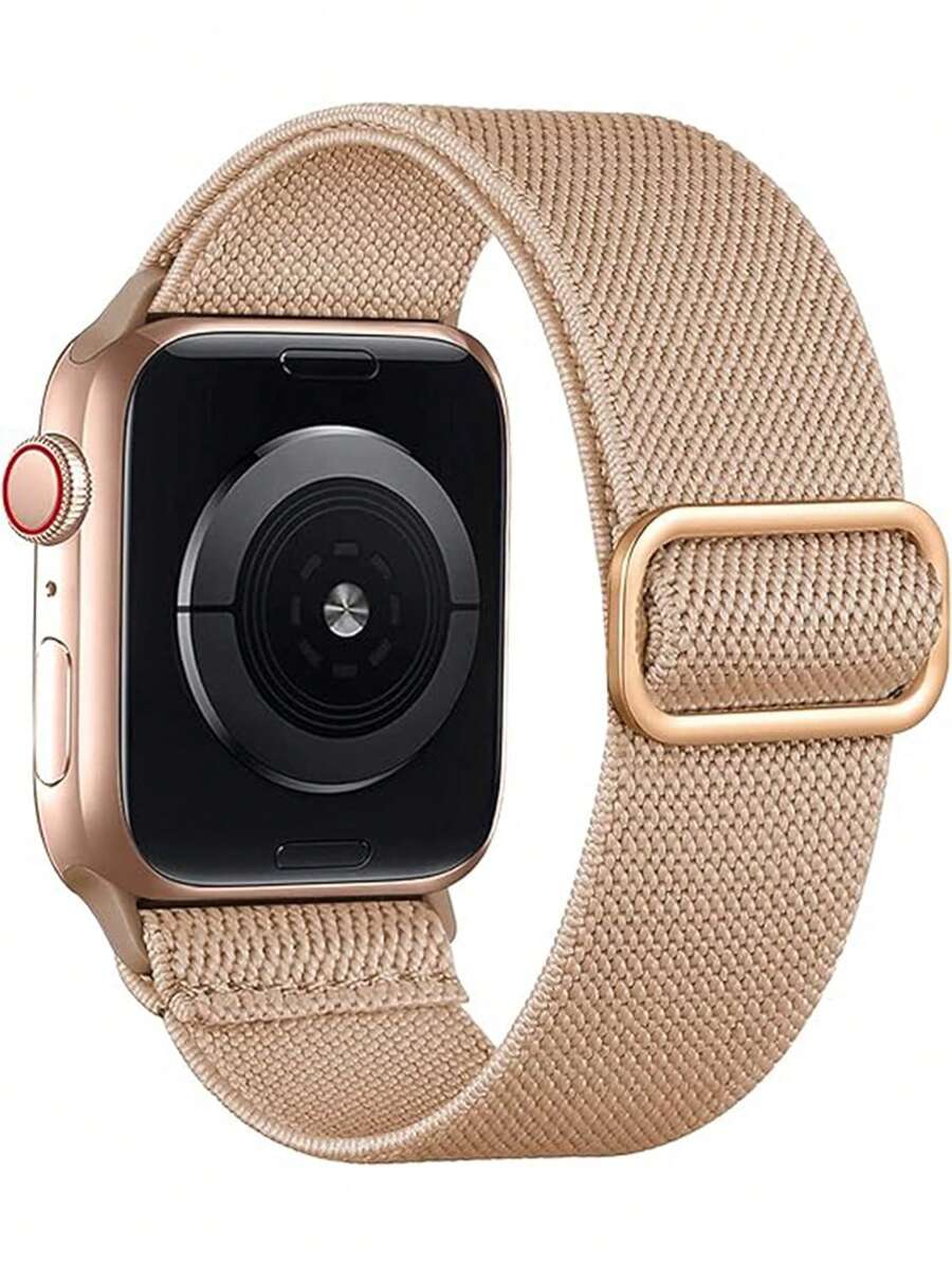 Nylon Watch Band, Compatible With Apple Watch Bands 38mm, 40mm, 41mm, 42mm, 44mm, 45mm, 46mm, 49mm. Soft, Breathable, Elastic Nylon Band. Compatible With Apple Watch Series Ultra/11/10/9/8/76/5/4/3/SE. Men's And Women's Sports And Casual Watch Bands. Easy To Wear - Milk Tea Color - View 1