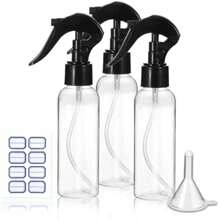 Pack Of 3 Spray Bottles, 100 Ml Small Spray Bottles For Filling, Transparent, Empty, Fine Mist Spray Bottle With Labels, Funnels, Travel Atomiser For Liquid, Cosmetics, Cleaning, Personal Care