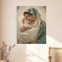 Cuadro con lienzo de la Virgen María, arte de pared católico de la Madre María y el Niño Jesús. Pintura de la Madona para decoración cristiana del hogar, decoración creativa, pósteres decorativos de alta calidad para dormitorio, gimnasio, bar, cafetería, arcade, sala de estar. Un regalo perfecto. - Enmarcado - Ver 2