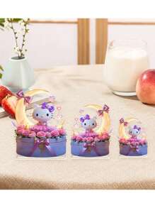 Sanrio 3 Stücke Ferienhaus-Tierstatuen-Ornament, kreative süße Pyjama-Frosch-Statuen-Ornamente aus Harz, geeignet für Wohnzimmer, Schlafzimmer, Arbeitszimmer, Büro, Desktop-Statuen-Ornamente