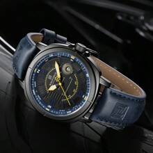 NAVIFORCE Men Quartz Watch High Quality PU Band Calendar Male Wristwatch Auto Date Display Waterproof Watch