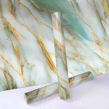 1pc Green Marble Texture Waterproof Oilproof Kitchen Backsplash Sticker