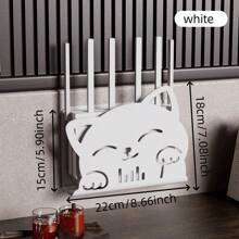 1pc Cute Router Stand, Made Of Plastic Material With 2pcs Self-Adhesive Tapes, Adorable Cat Face Pattern & Outline Design, Hollow-Out Cat Face Details, Won't Block Signal, Suitable For Daily Home Use, Back To School
