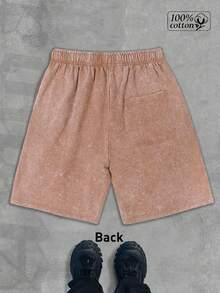 Don Julio 70 Gradient Washed Shorts, Y2K 100% Cotton Men's Graphic Print Shorts, Men's T-Shirts, Custom Men's Tops, Men's Shirts, Summer Shorts, Personalized T-Shirts, Men's Graphic Shorts - 咖啡棕 - 查看 2