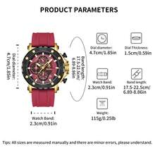 YalaLuSi Brand A Fashionable Of Men's Quartz Watch Large Round Watch Calendar Dial Triple Eye Design Multi-Function Dial Luminous Hands Advanced Feeling Suitable For Work School Gifts Preferred To Send Friends, Family, Brothers - Gold - View 6