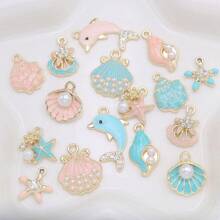 8pcs Mix Gold Color Shell Starfish Charm For Jewelry Making Necklace Earrings Bracelet Accessories DIY - Mix Starfish Shell - View 2