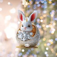 1 件复活节彩蛋和兔子亚克力 2D 平面多用途悬挂装饰 - 汽车、手机、背包、钥匙扣装饰的完美选择 - 春季庆祝活动的理想选择 - 复活节彩蛋和可爱的兔子悬挂饰品 - 可用于复活节、情人节、生日、周年纪念日和其他场合 - A - 查看 16