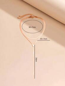 V-Shaped Layered Tassel Necklace, Minimalist Design, Long Length - Silver - View 3