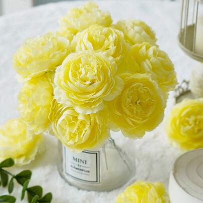 6/12/24pcs Artificial Peony Flowers Simulated Peony Flower Heads With Stems For Wedding Party Decoration, Cake Decoration And Home Living Room Table Centerpieces,Fake Plants,Fall Decor,Room,Desk,Garden Decor,Room Decoration Stuff