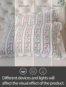1 Stück 100% Polyester Blumen Spitze Kissenbezug, ohne Kissenfüllung, romantische Hochzeitssaison, Schlafzimmerdekoration - Verschiedenfarbig - Übersicht 5