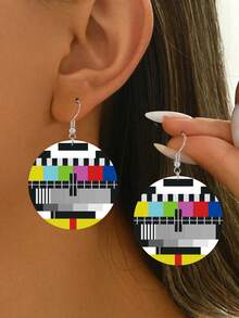 1 对复古 Y2K 风格设计女士耳环，复古电视录像机风格，采用亚克力材质制成，适合女士和女孩，创意礼物，适合日常佩戴和送礼，适合所有季节 - 彩色的 - 查看 4