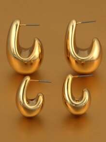 6-18pcs/Set Glossy Geometric Textured Water Drop Gold Elegant Bohemian Earrings Set,Suitable For Family & Friends Holiday Gift