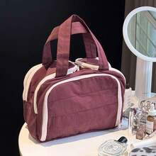 Large Capacity Waterproof Toiletry Bag,Travel Lightweight Large Wide-Open Travel Bag For Women, Puffy Cosmetic Makeup Bag Organizer With Handle For Accessories,Essentials, Toiletries - Rượu vang đỏ - Xem 2