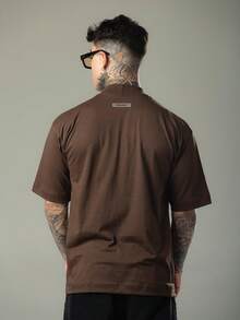 DMUNIZ Oversized Streetwear Turtleneck Printed Chest T-Shirts Kit 2 - 2 棕色 - 查看 8