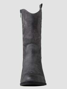 GLOBALWIN Women's Mid Calf The Western Cowgirl Boots Fashion Cowboy Boots For Women Chunky Low Heel Fall Boots Halloween Season - 19yy17grey - 查看 7