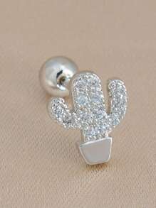 1 pièce Boucles d'oreilles à clous de cactus mini mignon de couleur argent pour femmes. Mode, pour cartilage, tragus, lobe, daith, hélix, conque et perçage corporel.