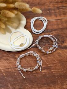10 pièces Ensemble de bracelets fantaisie faits main avec perles, bracelet pour femme avec cœur infini. Accessoires de bijouterie.