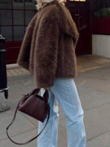 Seelio Autumn/Winter New Thick Faux Fox Fur One-Piece Middle-Length Youthful Elegant Artificial Fur Coat
