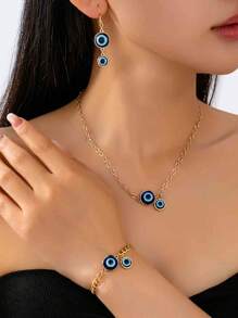 4 pièces Set de bijoux pour femmes en alliage de cuivre et de zinc avec glaçure goutte à goutte, (serti de strass blancs, faux diamant acrylique ou ciel étoilé en résine), exquis, à la mode, personnalisé, multicolore, convient pour un port quotidien, le trajet, les vacances, les fêtes et autres occasions