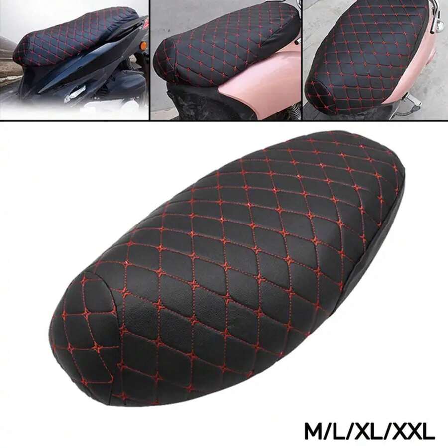 Funda de cojín de asiento de motocicleta, Protector de asiento impermeable de malla 3D, protección transpirable antideslizante de cuero PU para Scooter - Marrón - Ver 1