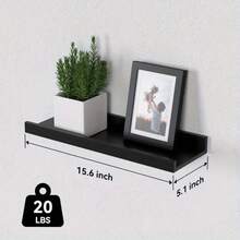 6-Piece Floating Wall Shelf Home Decor Display Stand - 現代黑色 - 查看 3