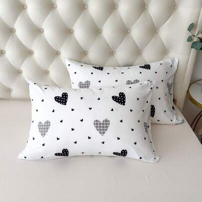 1pc 100% Polyester Soft & Lightweight Heart Pattern Envelope Pillow Cover, No Filling