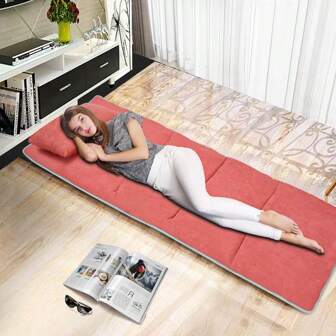 Thick Fleece Mattress Pad, Foldable Nap Mat For Sleeping, Camping, Office Lunch, Tatami Futon Single Size, Portable & Comfortable