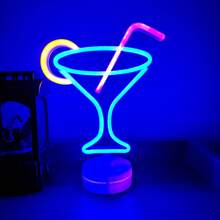 1 pieza Letrero de neón decorativo de pared para bar, luz LED con pilas o alimentación USB con diseño de jarra de cerveza, copa de cóctel, jarra de cerveza, letrero de neón de bar para habitación, dormitorio, decoración de bar