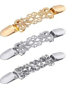 1/3pcs Vintage Elegant Style Sweater And Scarf Clip - Silver Gold, Seamless Cardigan Collar Button, Suitable For Women's Dresses And Shawls