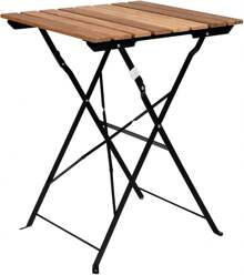 Set con 3 muebles de mesa y 2 sillas, para jardín, exterior, plegable, de metal y madera, para terraza en estilo retro, estructura de acero, tipo bistró, patas antideslizantes, para balcones y terrazas pequeños