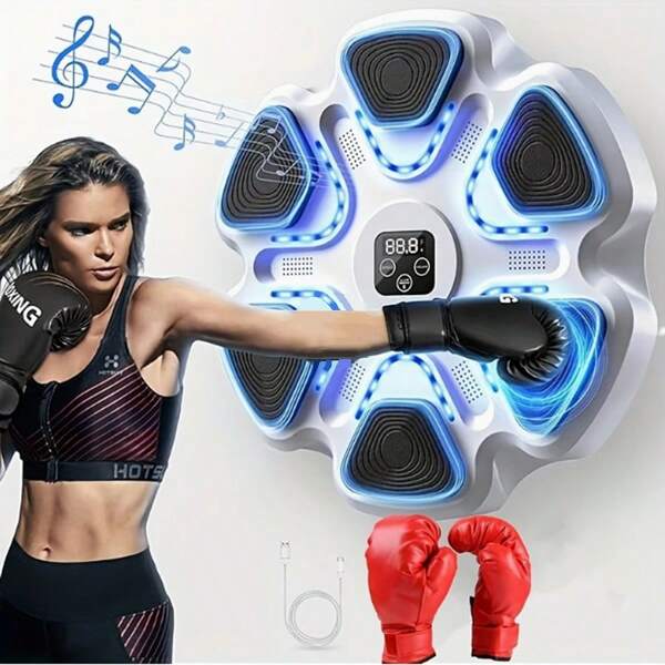 Smart Electronic Boxing Gloves, Wall-Mounted Impact Target, Fun Music Boxing Machine Smart Counting, Universal Fit, Wireless, USB Chargeable, Age 14+, Ideal Gift For Valentine's Day, Thanksgiving, Christmas, Halloween, New Year