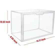 Clear Stackable Plastic Storage Bins With Magnetic Lid, Dustproof Book & Cosmetic Display Cases, Large Figures Collectibles Showcase, Shoe Box, Protection Organizer (Transparent, L-3 Pack)