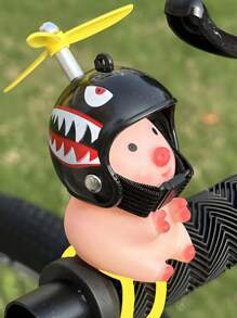 1pc Pink Pig With Helmet Creative Personalized Motorcycle Decoration, Elastic Band Suitable For Most Motorcycles And Bikes, Cute Pig Head Motorcycle/Bicycle Handlebar Decoration, Creative Personalized Gift, Fashionable Helmet Pig, Motorcycle Accessory